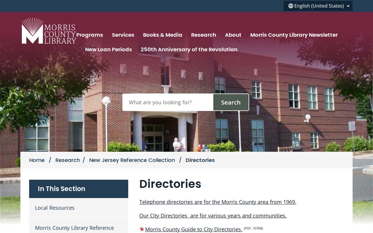 Mount Olive city directory holdings at Morris County Library