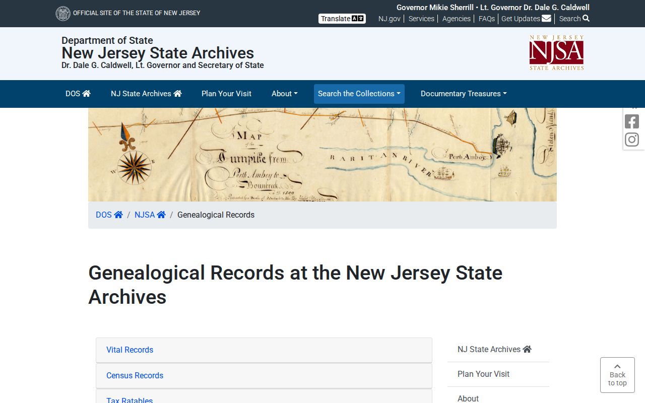 Mount Olive previous residents research at New Jersey State Archives collections