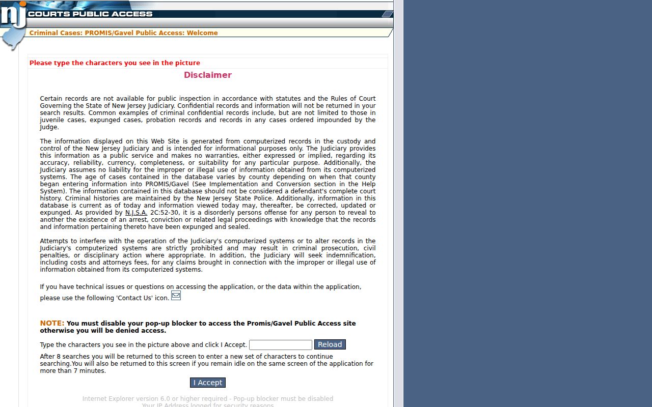 Mount Olive resident lookup criminal court access screen