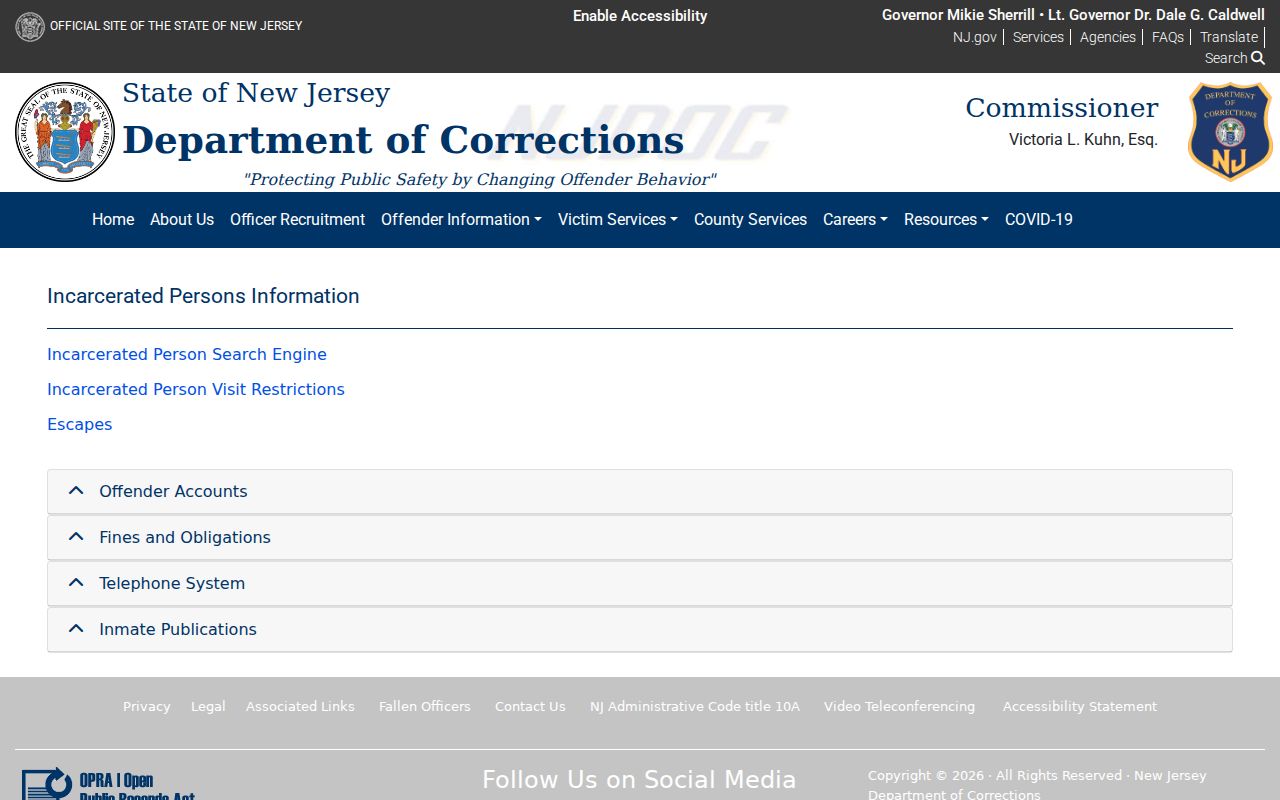 Mount Olive resident lookup state custody search information